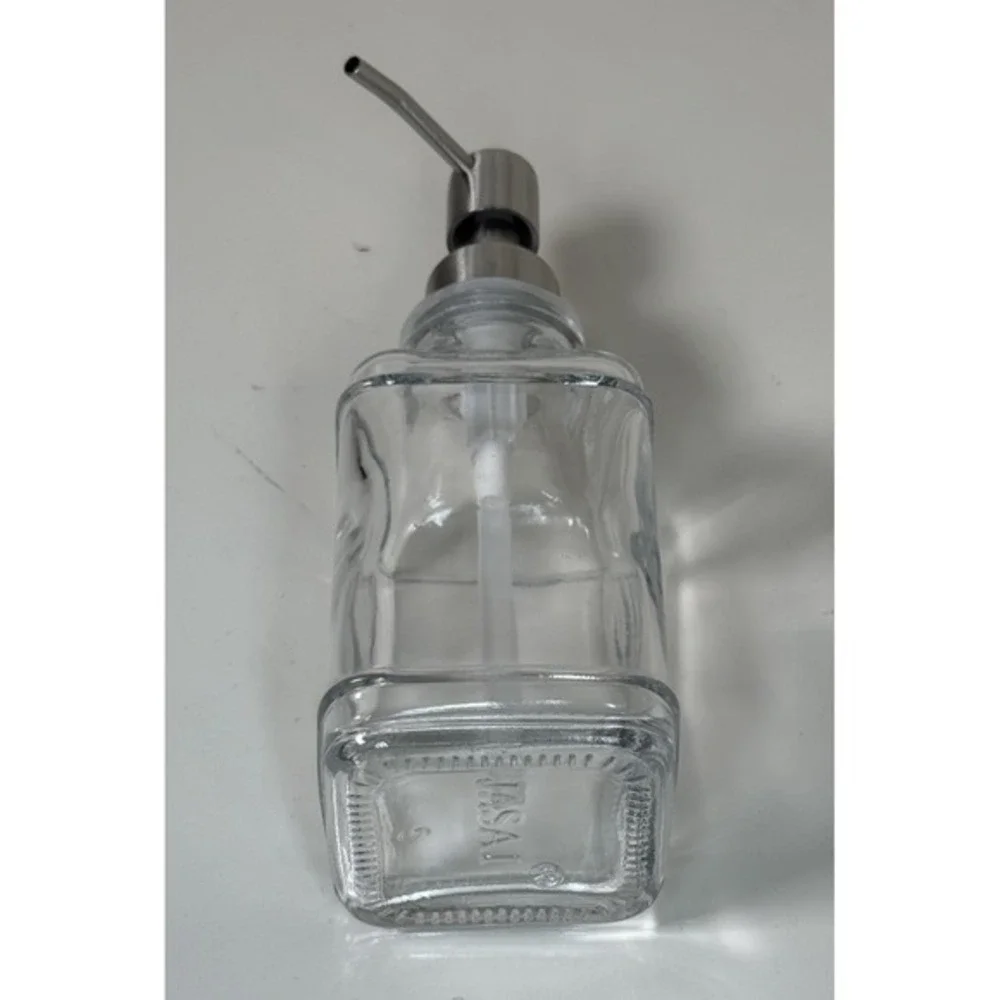JASAI Antique Glass Soap Dispenser‎ Clear Bottle Stainless Steel Pump New 81-11